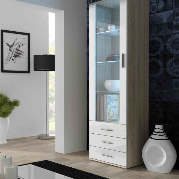 Soho Επιδαπέδια Βιτρίνα Σαλονιού από Μοριοσανίδα με Τζάμι Sonoma oak 60x41x192cm