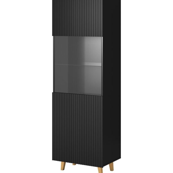 Pafos Επιδαπέδια Βιτρίνα Σαλονιού από Μοριοσανίδα με Τζάμι Μαύρο 60x40x182cm