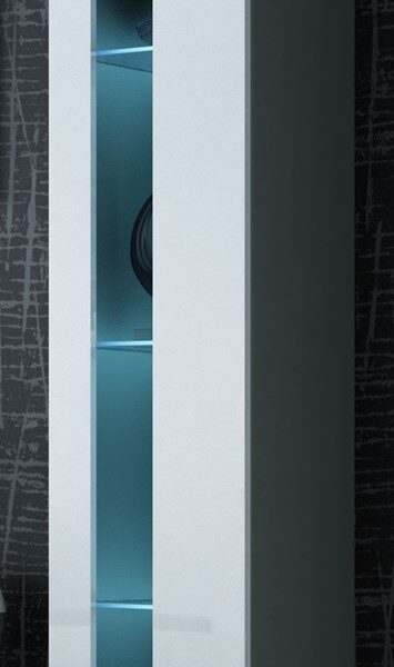 Vigo Κρεμαστή Βιτρίνα Σαλονιού από Μοριοσανίδα με Τζάμι & Φωτισμό Grey / White Gloss 40x30x180cm