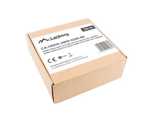 Lanberg HDMI 2.0 HDMI male - HDMI male 20m Μαύρο (CA-HDMI-20FB-0200-BK)