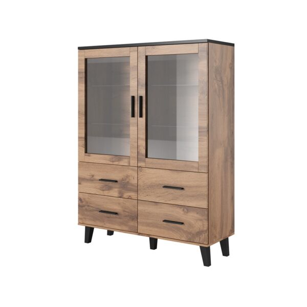 Επιδαπέδια Βιτρίνα Σαλονιού με Τζάμι Μαύρο