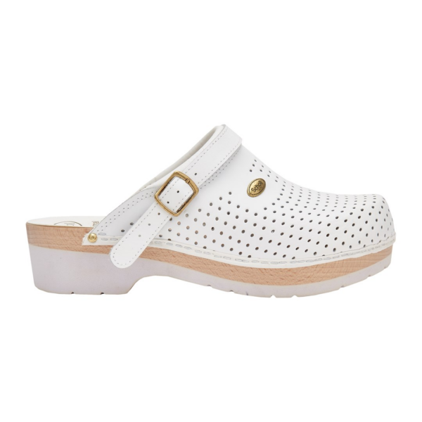 Scholl Super Comfort Δερμάτινα Ανατομικά Σαμπό Λευκά