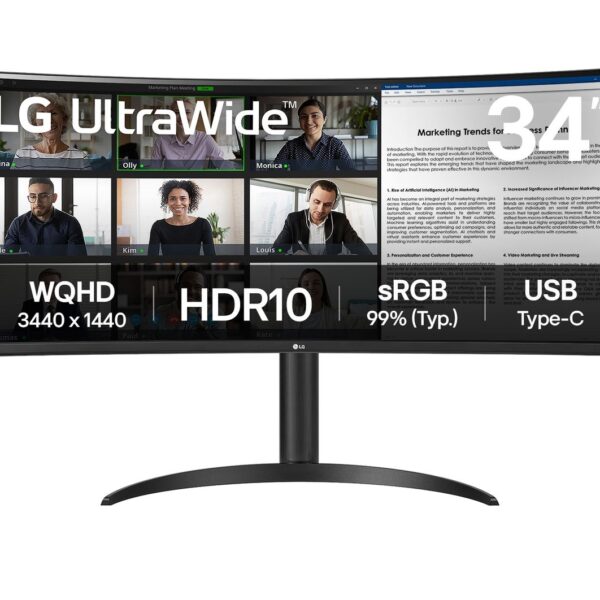LG 34WR50QK-B 34" Ultrawide VA HDR Curved QHD 3440x1440