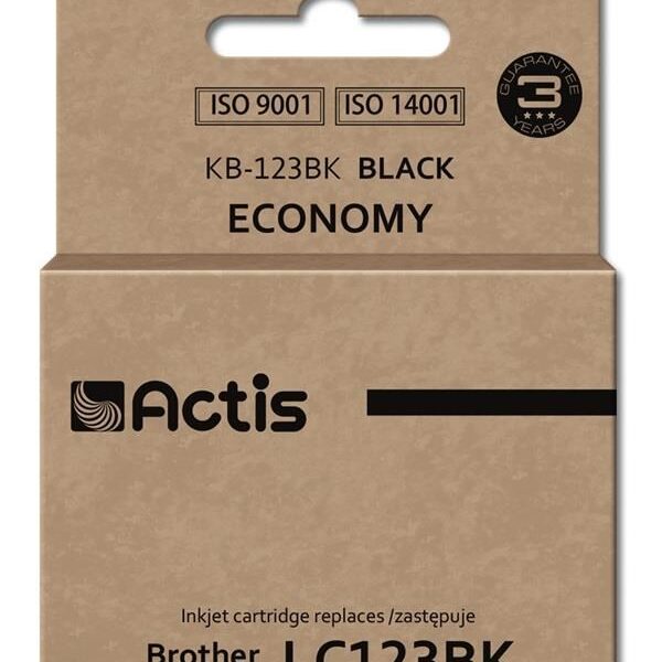 Actis Συμβατό Μελάνι Εκτυπωτή InkJet Brother LC123BK 610 Σελίδων 15ml Μαύρο