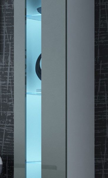 Vigo Κρεμαστή Βιτρίνα Σαλονιού από Μοριοσανίδα με Τζάμι & Φωτισμό White / Grey Gloss 40x30x180cm