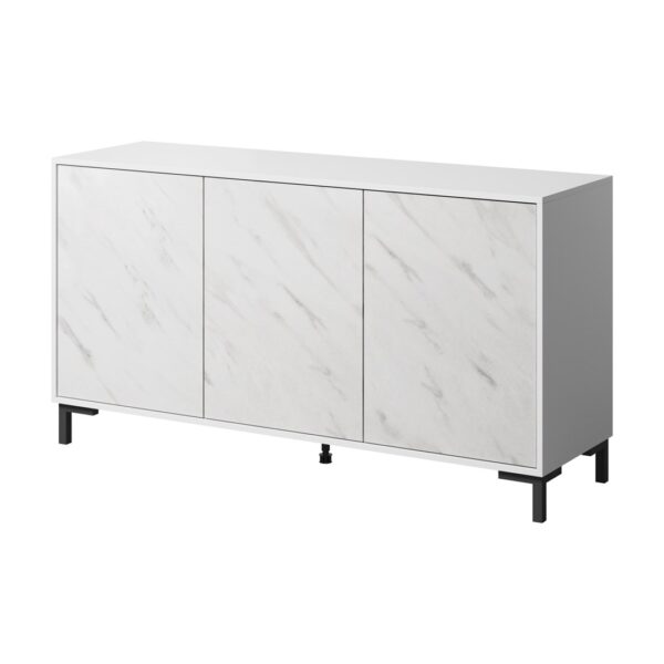 MARMO 3D chest of drawers 150x45x80.5 cm white matt/marble white