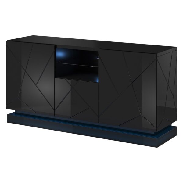 Chest of drawers QIU 2D1K 150x41.5x75 black gloss/black gloss