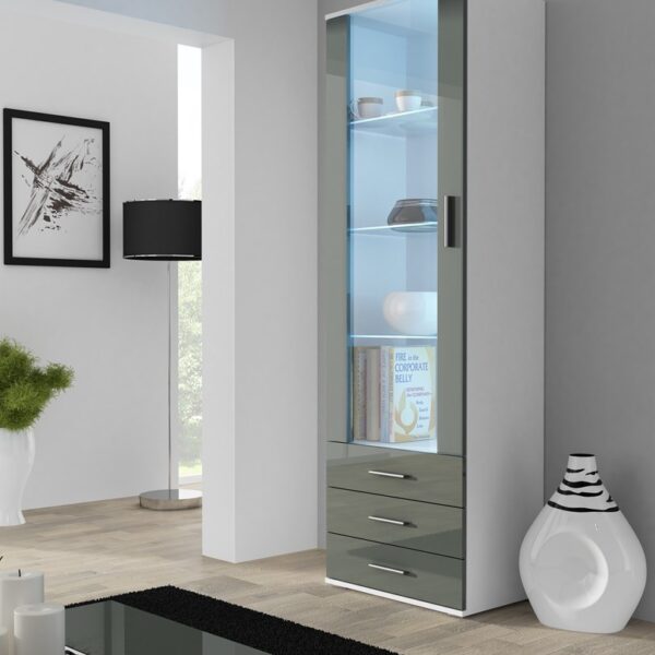 Soho Επιδαπέδια Βιτρίνα Σαλονιού από Μοριοσανίδα με Τζάμι Άσπρο 41x60x192cm