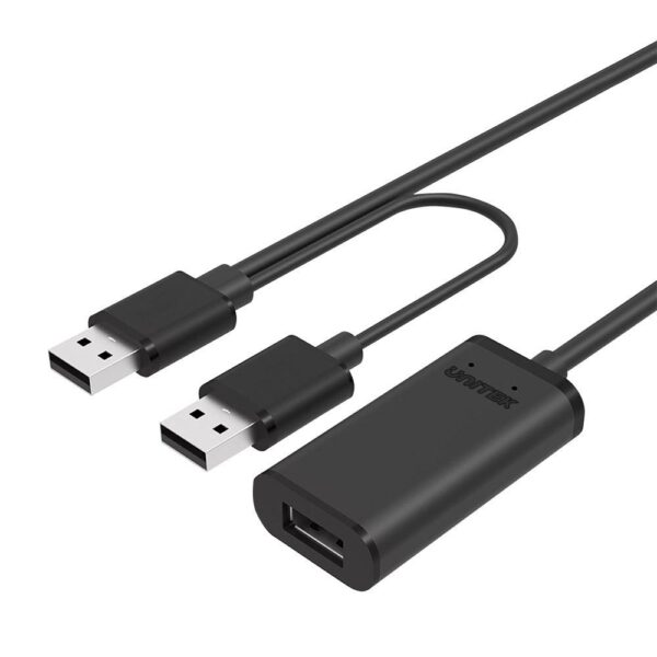 Unitek USB 2.0 Cable 2xUSB-A male - USB-B female Μαύρο 10m (Y-278)