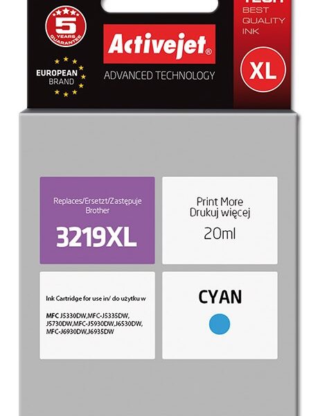 Active Jet Συμβατό Μελάνι Εκτυπωτή InkJet Brother LC-3219 CXL 20ml Κυανό 1τμχ