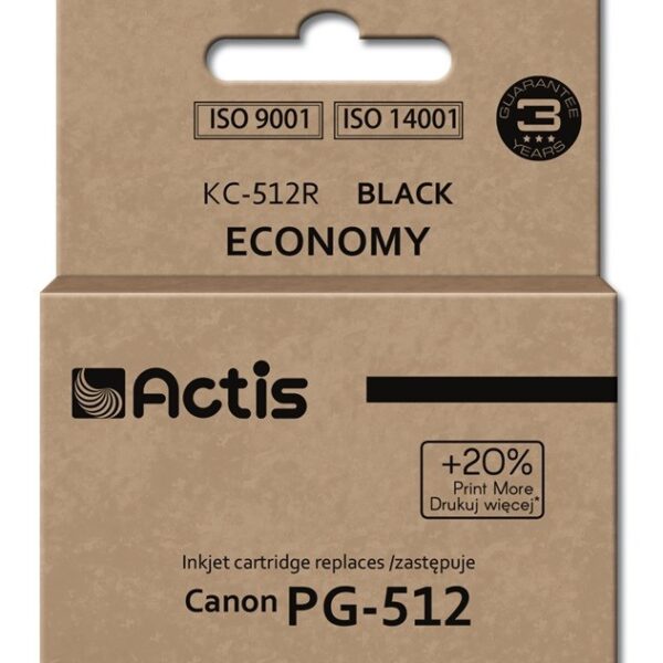 Actis Συμβατό Μελάνι Εκτυπωτή InkJet Canon PG-512 15ml Μαύρο