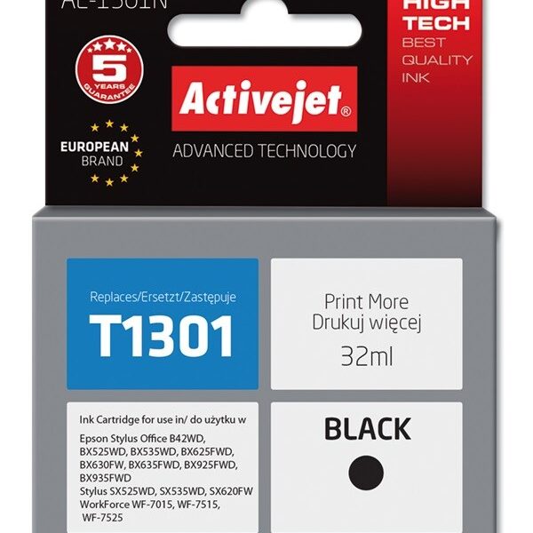 Active Jet Συμβατό Μελάνι Εκτυπωτή InkJet Epson T1301 32ml Μαύρο