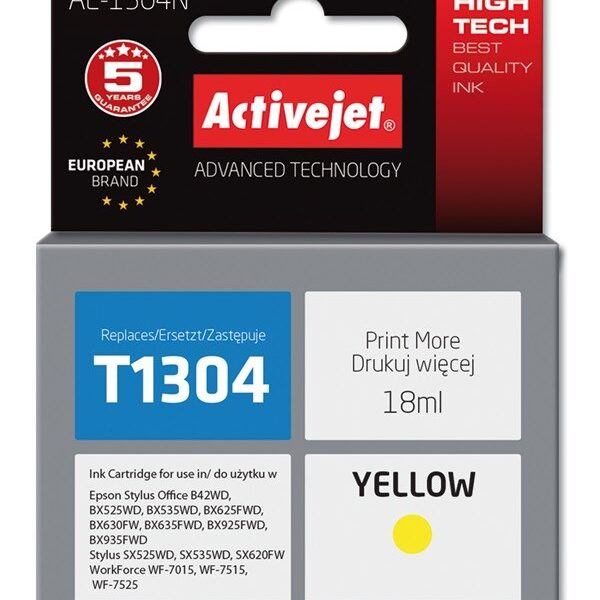 Active Jet Συμβατό Μελάνι Εκτυπωτή InkJet Epson T1304 18ml Κίτρινο