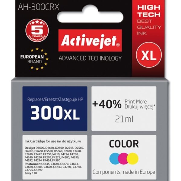 Active Jet Συμβατό Μελάνι Εκτυπωτή InkJet HP 300CXL CC644EE 21ml Πολλαπλό (Color)
