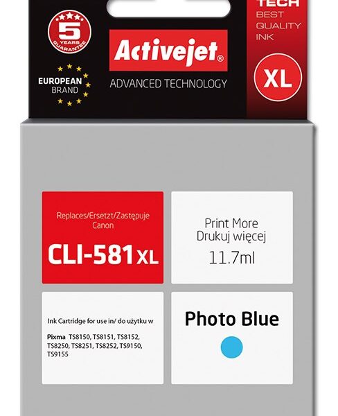 Active Jet Συμβατό Μελάνι Canon CLI-581XL Κυανό