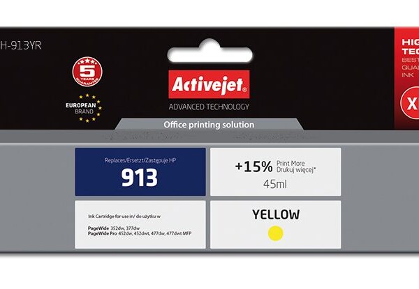 Active Jet Συμβατό Μελάνι Εκτυπωτή InkJet HP 913 F6T79AE 3450 Σελίδων 45ml Κίτρινο