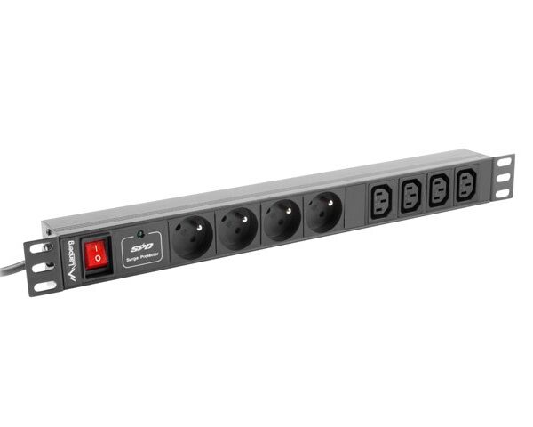 Lanberg Πολύπριζο Rack 1U 10A 8X 230V 2M Μαύρο
