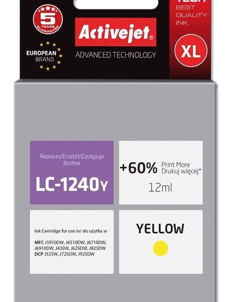 Active Jet Συμβατό Μελάνι Εκτυπωτή InkJet Brother LC-1240Y 12ml Κίτρινο