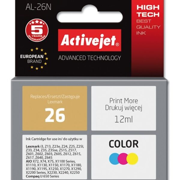 Active Jet Συμβατό Μελάνι Εκτυπωτή InkJet Lexmark 26 10N0026 12ml Πολλαπλό (Color) 1τμχ
