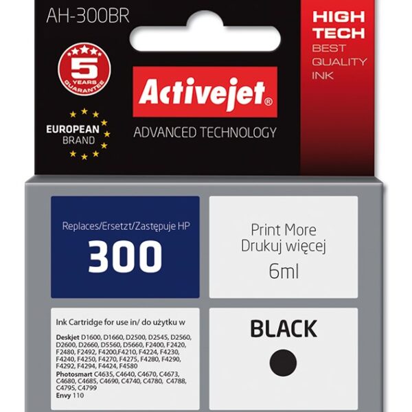 Active Jet Συμβατό Μελάνι Εκτυπωτή InkJet HP 300 CC640EE 6ml Μαύρο