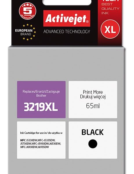 Active Jet Συμβατό Μελάνι Εκτυπωτή InkJet Brother LC-3219BK 65ml Μαύρο