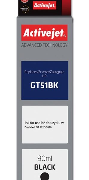 Active Jet Συμβατό Μελάνι Εκτυπωτή InkJet HP GT-51BK M0H57AE 90ml Μαύρο