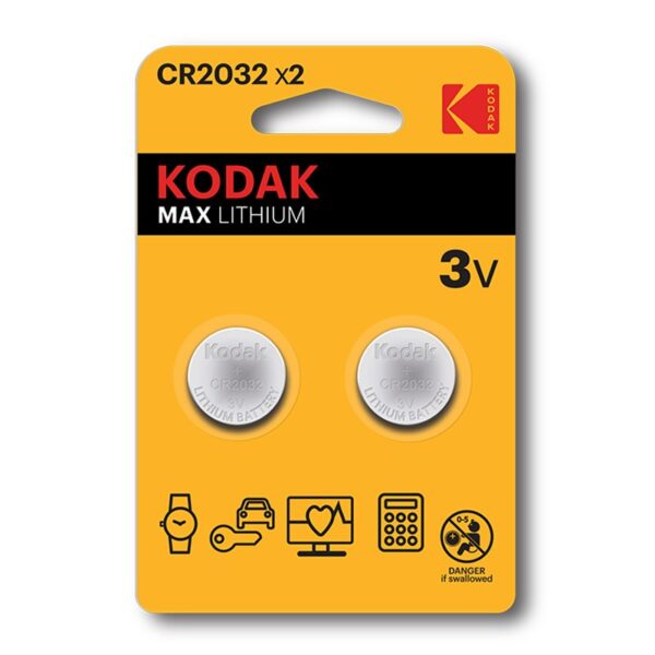 Kodak Max Lithium Μπαταρίες Ρολογιών CR2032 3V 2τμχ