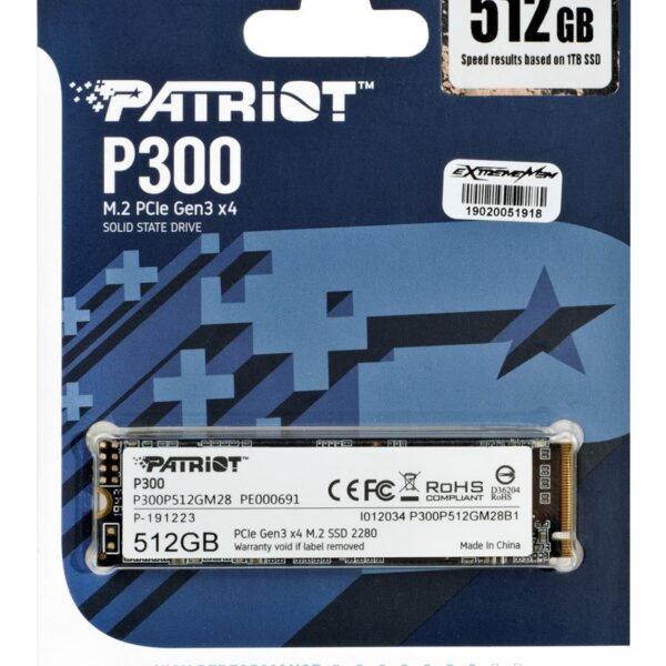 SSD PATRIOT P300 M.2 PCI-EX4 NVME 512GB