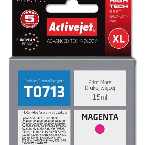 Active Jet Συμβατό Μελάνι Εκτυπωτή InkJet Epson T0713/T0893 15ml Ματζέντα