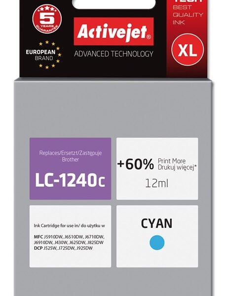Active Jet Συμβατό Μελάνι Εκτυπωτή InkJet Brother LC-1240C 12ml Κυανό