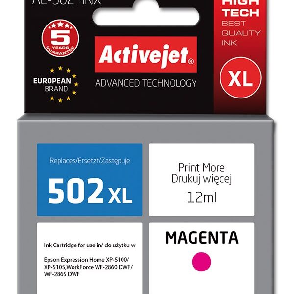Active Jet Συμβατό Μελάνι Εκτυπωτή InkJet Epson 502XL W34010 12ml Ματζέντα