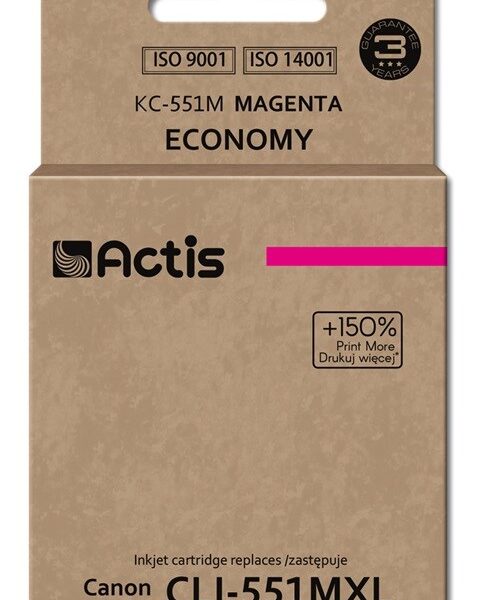 Actis Συμβατό Μελάνι Εκτυπωτή InkJet Canon CLI-551MXL 12ml Ματζέντα
