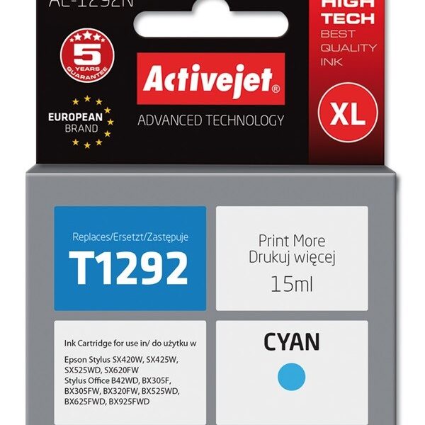 Active Jet Συμβατό Μελάνι Εκτυπωτή InkJet Epson T1292 15ml Κυανό