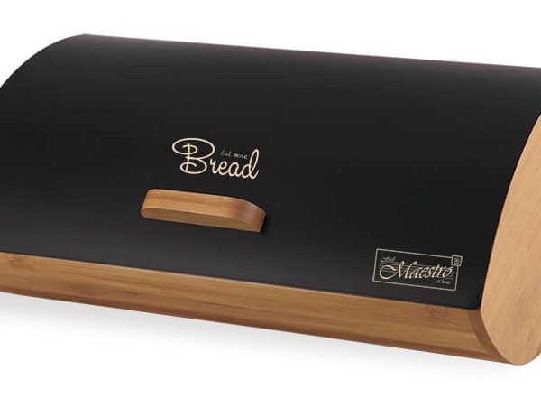 Maestro MR-1775-BLACK bread box Other Black, Wood Bamboo, Metal