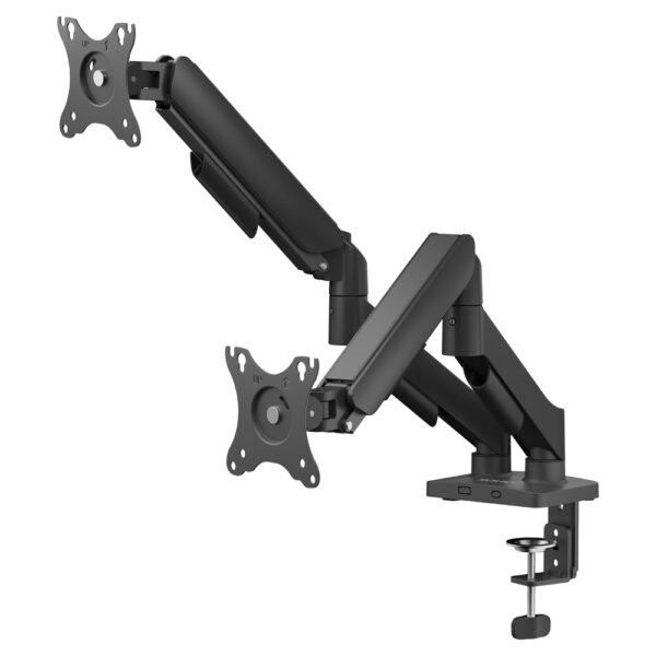 SAVIO UM-04 Dual Desk Mount for Monitors 17″ – 32″, 2× 2–9 kg, with Gas Spring
