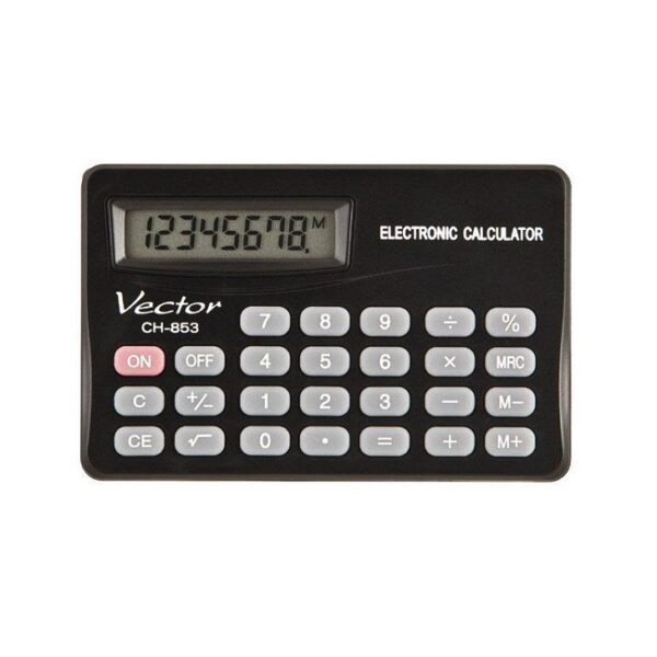 Vector KAV CH-853 pocket calculator, 8 digits, 83 x 53 mm, black