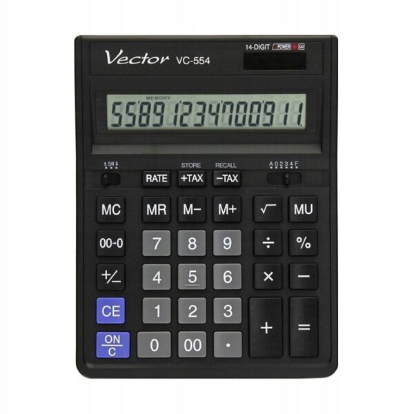 Vector KAV VC-554x Office Calculator, 14-digit, 153x199mm, black