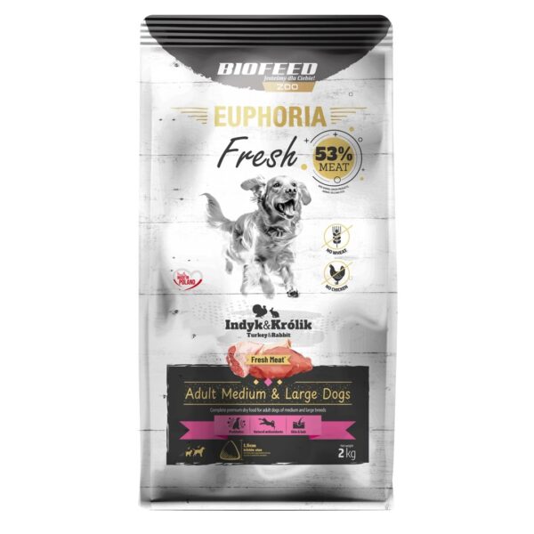 EUPHORIA Fresh Adult Medium & Large dogs Turkey with rabbit - dry dog food - 2kg