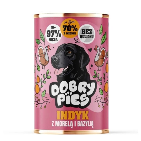 DOBRY PIES Turkey with apricot and basil - wet dog food - 400g