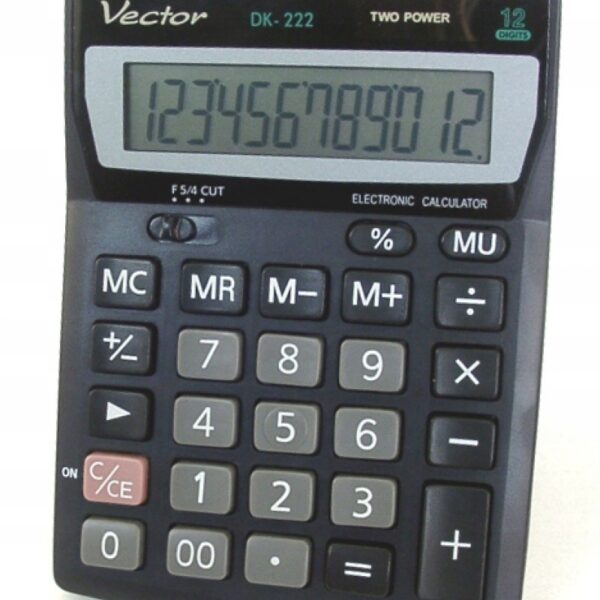 Vector KAV DK-222 office calculator, 12 digits, 103 x 137 mm, black